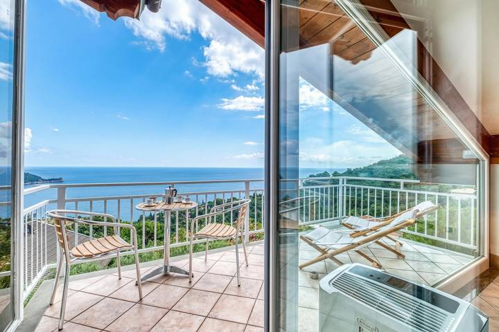 Villa for 4 people, with pool and ocean view as well as terrace, with pets in Liguria