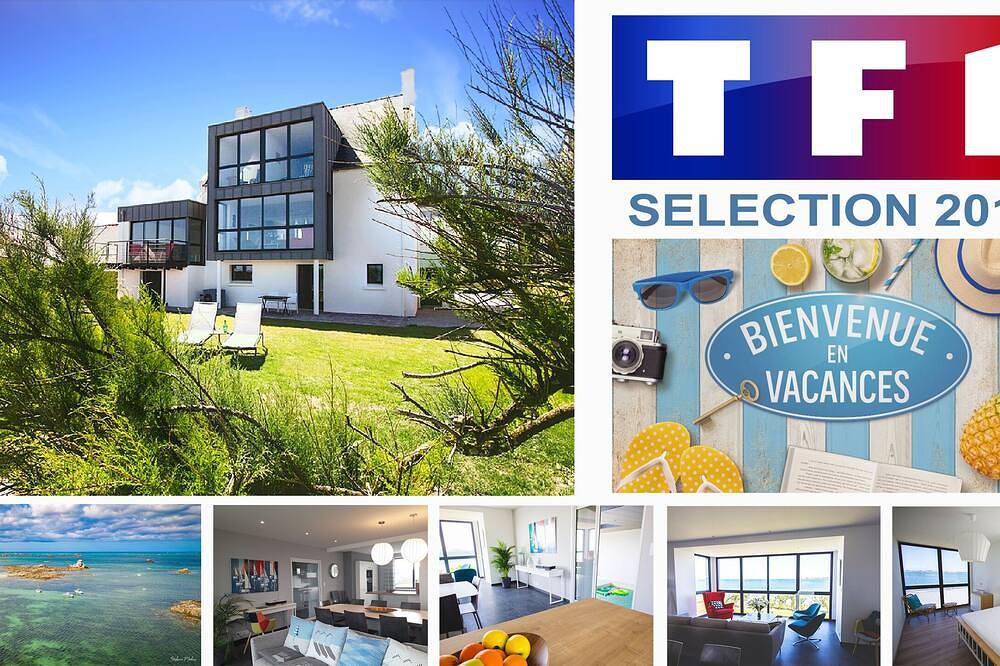 5 * Luxusvilla, Panoramablick auf das Meer, direkter Zugang zum Strand, Pool bei 28 in Santec, Ceinture Dorée