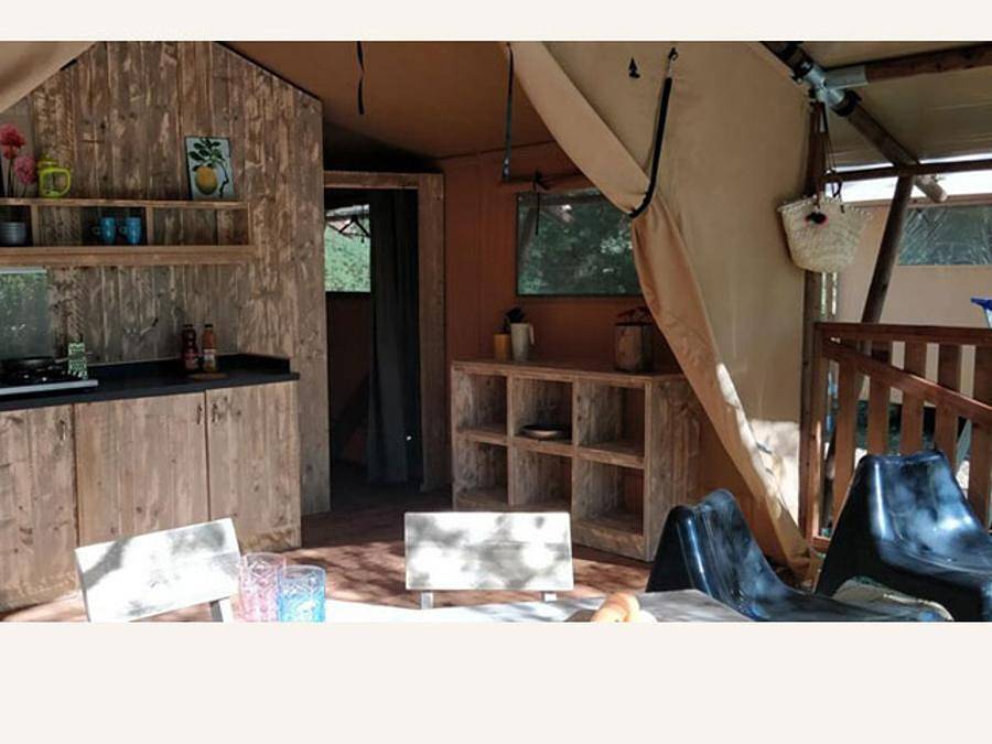 Camping Brantôme Peyrelevade - Wohnzelt auz holz 4 personen - Luxus-Lodge Am Flussufer in Brantôme en Périgord, Périgord Vert