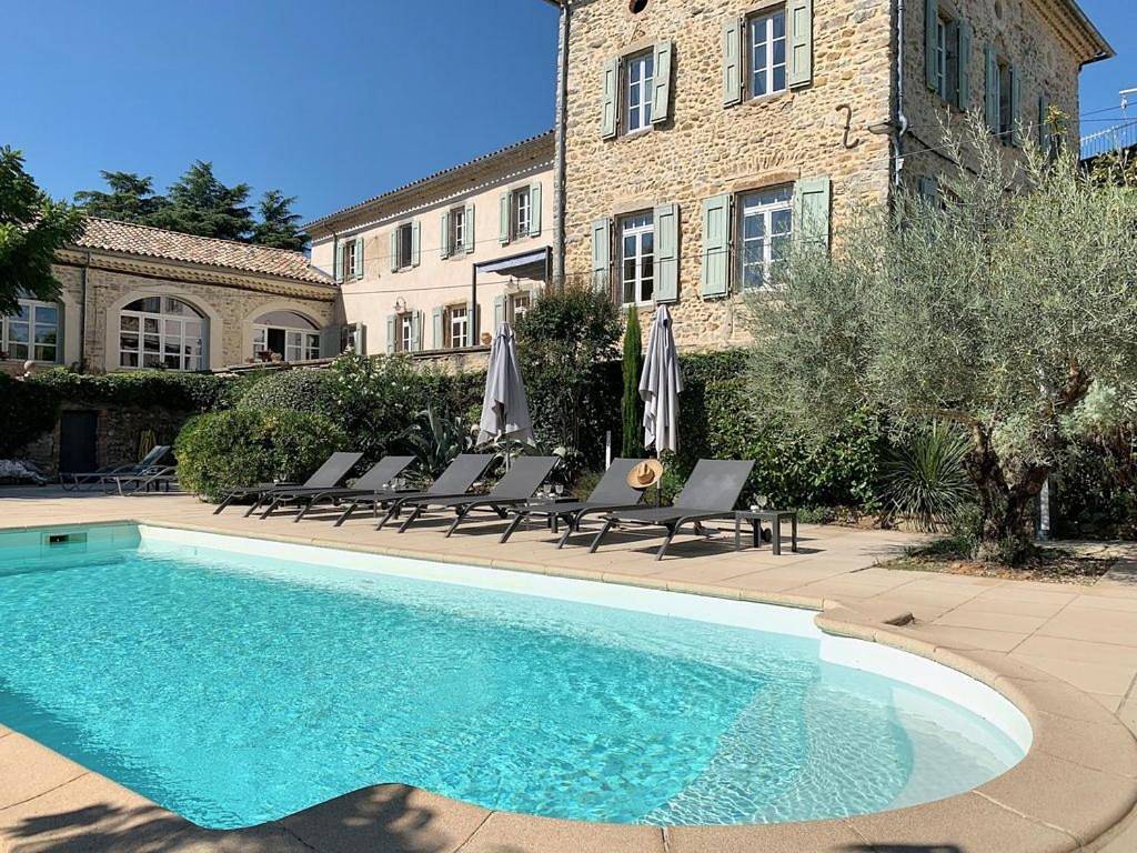 Double Room with Pool View in Les Mages, Parc national des Cévennes