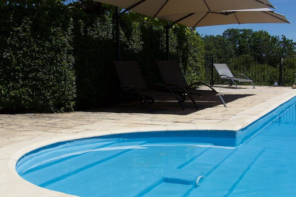 Charming air-conditioned house with heated fenced swimming pool and large garden in Espédaillac, Centraal Massief