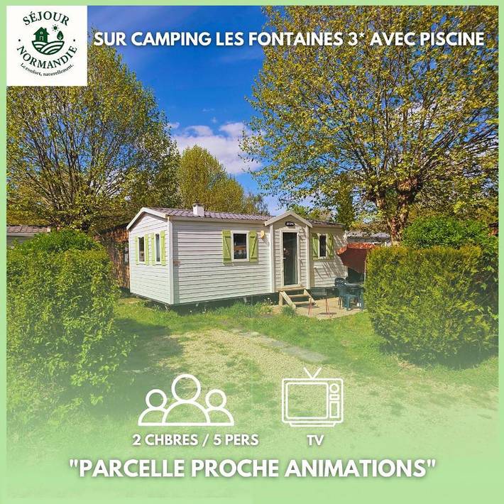 Camping pour 5 personnes, avec Terrasse ainsi que Jardin et Piscine