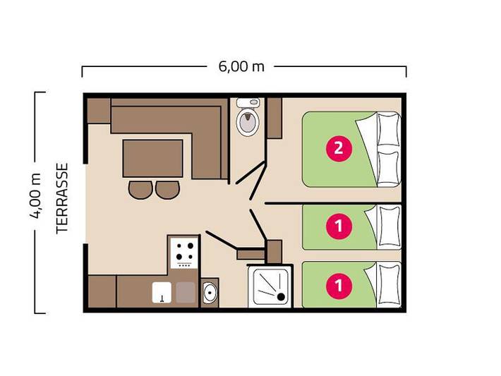 Camping La Corniche - Mobilhome 4 personnes - Palma in Plozévet, Côte de Cornouaille