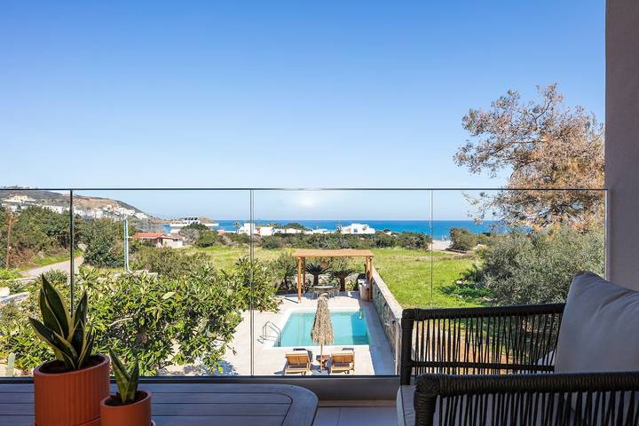 Maison de vacances pour 5 personnes, avec Vue sur l’océan ainsi que Jardin et Piscine à Bali (Crète)