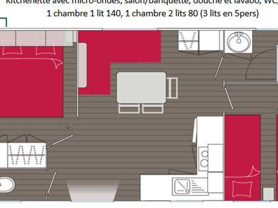 Camping West  - Mobilheim 4 personen - Oceane 27 m² in La Clarté (Perros-Guirec), Perros-Guirec
