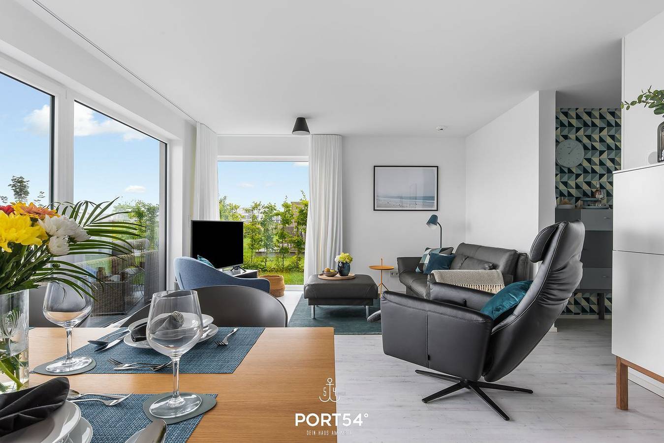 Ganze Wohnung, Meersicht - 1. Reihe am Wasser, Terrasse, Eg, Sauna, Badewanne, Elektrogrill in Olpenitz, Kappeln