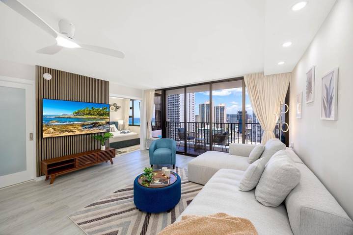Apartamento para 2 personas, con balcón y piscina además de jacuzzi y sauna en Oahu