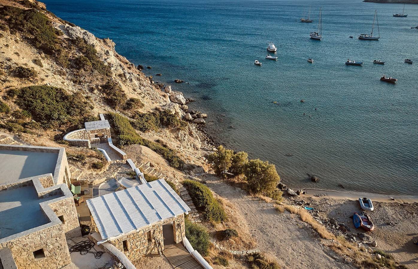 Thrilling Milos Villa | Villa Sauron | 2 Bedrooms | Breathtaking Sea Views | Spacious Furnished Terrace with Shaded Outdoor Dining Area | Private Garden | Provatas in Milos