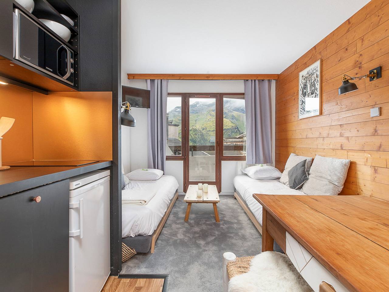 Studio entier, Studio cabine confortable pour 4 à Avoriaz, balcon plein sud in Morzine, Les Portes du Soleil