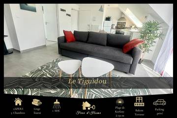 Gîte pour 6 personnes, avec terrasse dans Plage Kerfany