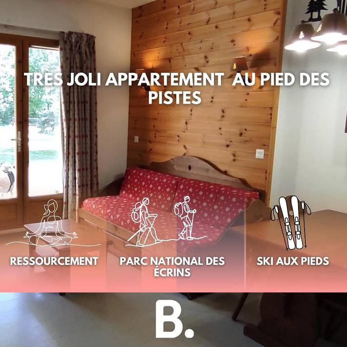 Gîte pour 4 personnes, avec balcon et vue dans Station De Ski Pelvoux Vallouise