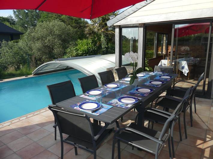 Gîte pour 10 personnes, avec piscine ainsi que terrasse et jardin à Baden (France) - 3