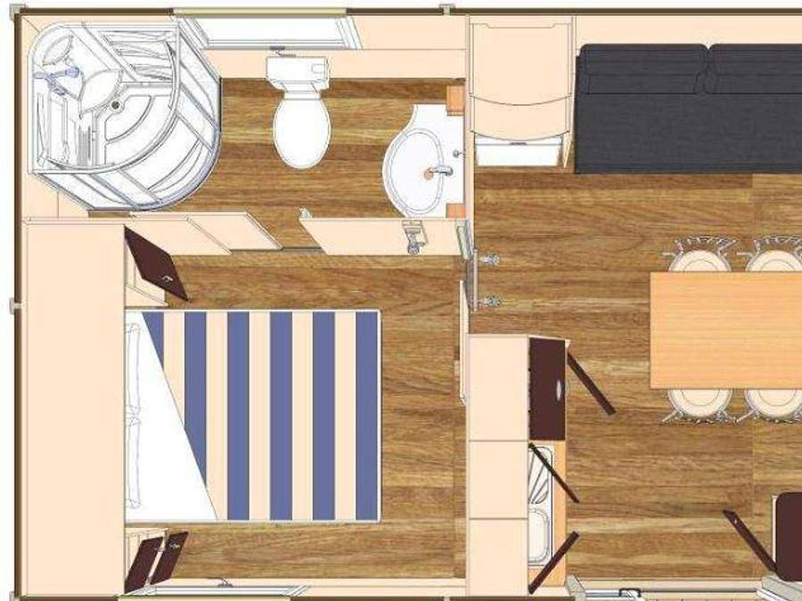 Camping Sites et Paysages - Les Pinèdes  - Chalet 2 personas - Chalet Confort Duo Tonga (sin cuna disponible) in La Colle-sur-Loup, Costa mediterránea (Francia)