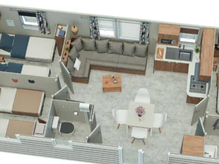 Camping La Cerise - Mobilheim 6 personen - 3 Zimmer Magnolia Irm 30 m² Klimaanlage in Malemort-du-Comtat, Parc naturel régional du Mont-Ventoux