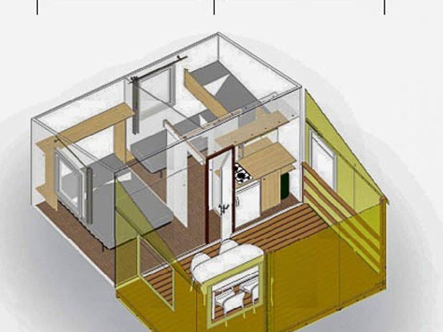 Camping A L'Abri de l'Océan - Canvas bungalow 5 persons - Tithome 2 Bedrooms in Baye, Quimper region