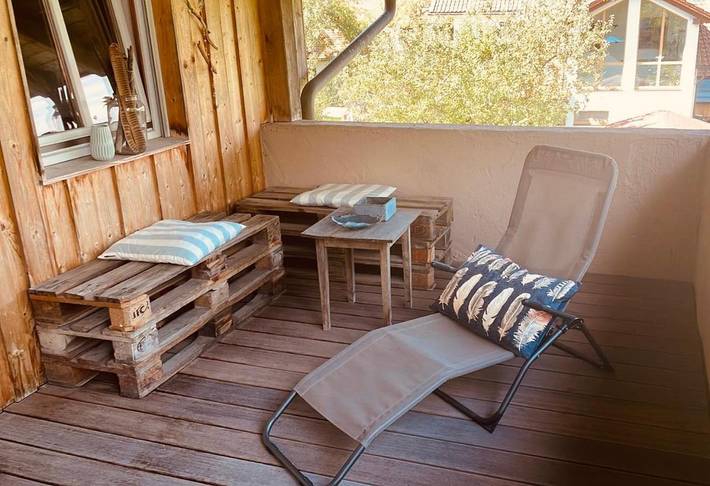 Ferienwohnung für 2 Personen, mit Balkon und Terrasse sowie Sauna und Ausblick
