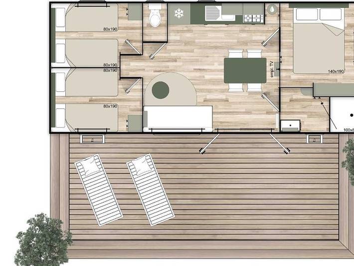 Mobil home pour 6 personnes, avec bassin pour enfant, animaux acceptés à Saint-Palais (Gironde) - 3