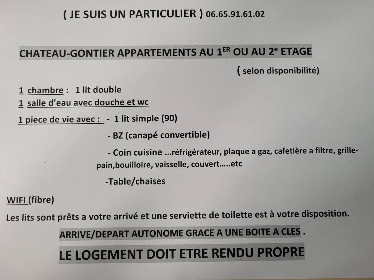 Appartement entier, Appart simple entier 1 ch à ch-gontier 1er ou 2eme étage in Château-Gontier-sur-Mayenne, Mayenne