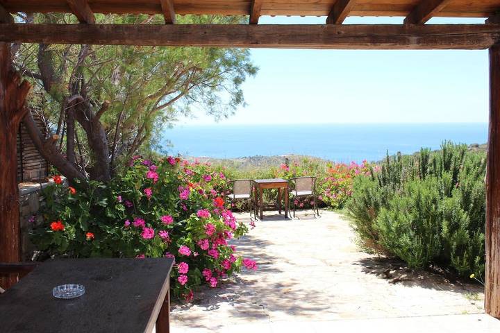 Panoramablick aufs Meer, fußläufig zum Strand, Wifi  - Ferienhaus Triopetra, Kreta in Triopetra, Rethymno und Umgebung