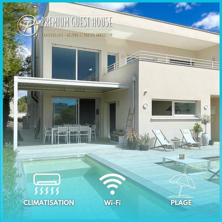 Villa pour 8 personnes, avec Balcon ainsi que Terrasse et Piscine à La Grande-Motte