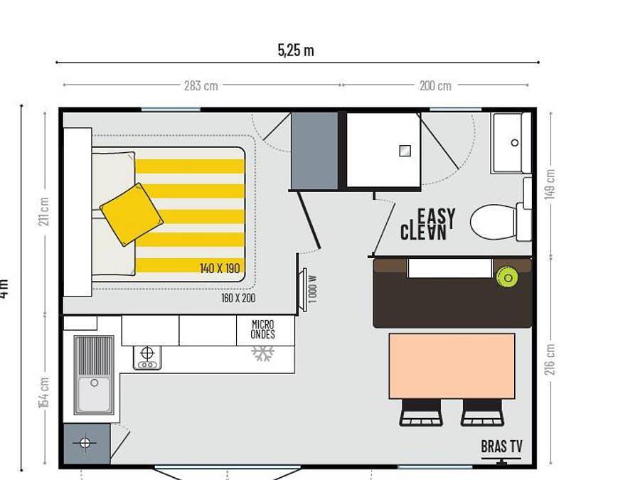 Camping L' Aiguille Creuse - Mobilheim 2 personen - Cahita Sûnelia Prestige 1 Zimmer in Les Loges, Le Havre und Umgebung