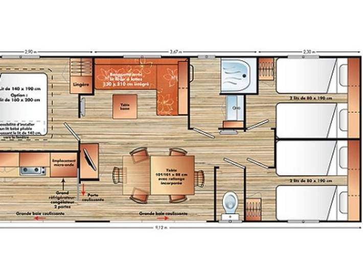 Camping De La Vallée - Mobilheim 6 personen - Mobilheim Riviera 35m² Klimatisiert + halbüberdachte Terrasse 15m² in Saint-Jean-Pla-de-Corts, Mittelmeerküste (Frankreich)