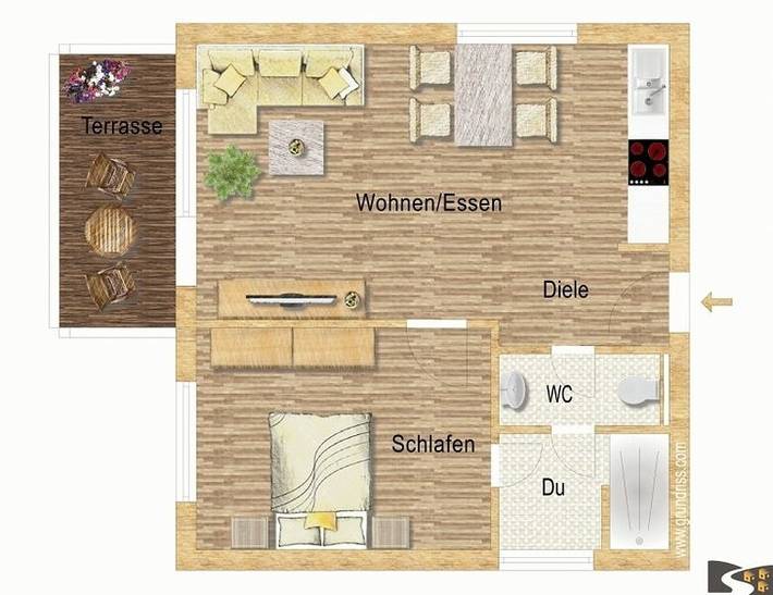 Ferienwohnung für 4 Personen, mit Balkon und Terrasse sowie Garten in Lierschied