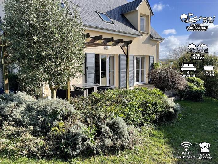Ferienhaus für 8 Personen, mit Terrasse und Garten sowie Ausblick in Port-en-Bessin-Huppain