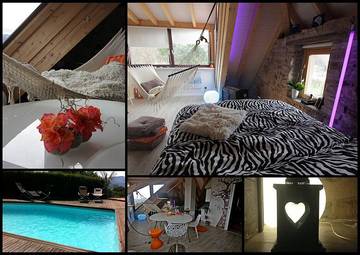 Gîte pour 4 personnes, avec sauna et terrasse ainsi que piscine et jardin, animaux acceptés dans le Haut-Rhin