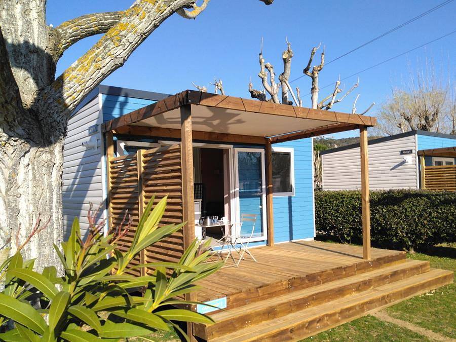 Camping Les Amarines - Camping Paradis - Stacaravan 3 personen - Paradise, met sanitaire voorzieningen in Cornillon, Nimes en omgeving