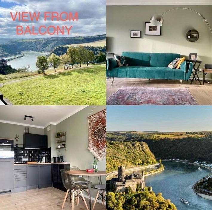 Ferienwohnung für 2 Personen, mit Balkon und Terrasse sowie Garten und Ausblick in Sankt Goarshausen