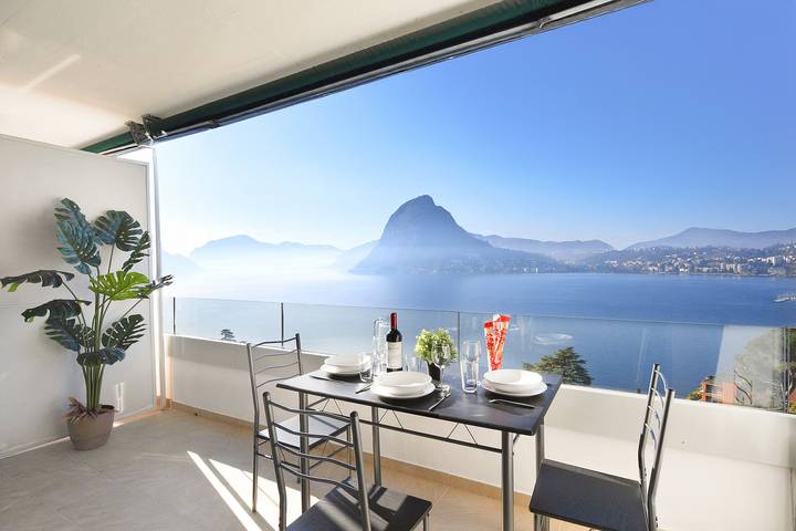 Ferienwohnung für 4 Personen, mit Terrasse und Seeblick im Tessin