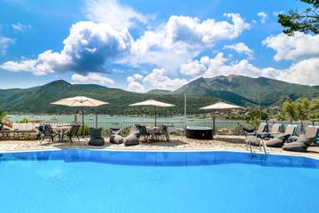 Studio für 3 Personen, mit Kinderpool und Sauna sowie Garten, mit Haustier auf Lefkada