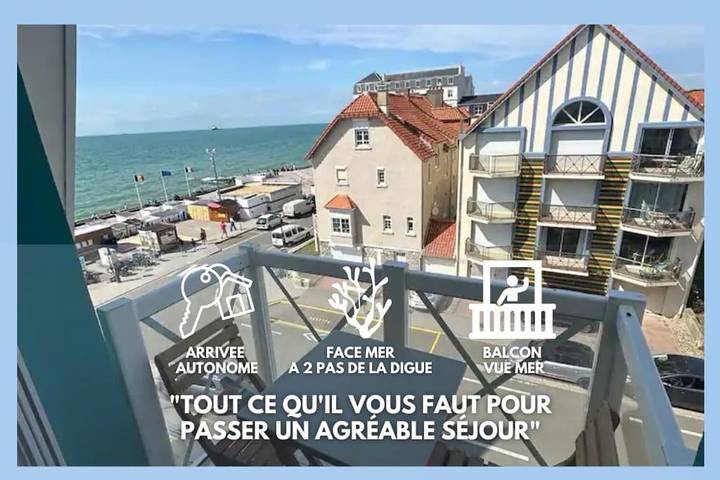 Appartement de vacances pour 4 personnes, avec balcon et vue à Wimereux