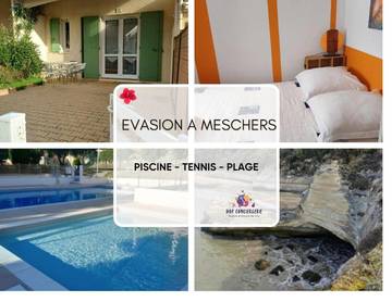 Gîte pour 6 personnes, avec bassin pour enfant ainsi que terrasse et piscine, adapté aux familles dans Plage De L Arneche Meschers Sur Gironde
