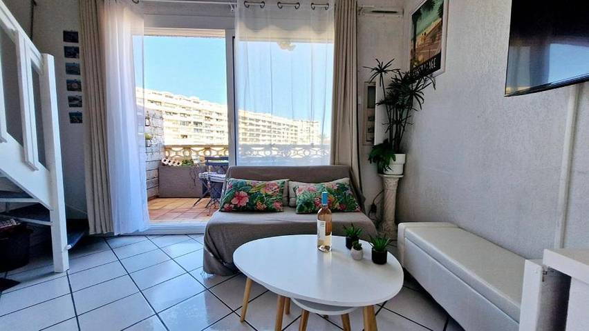 Gîte pour 4 personnes, avec terrasse et vue dans Port De Saint Cyprien