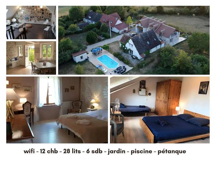 Maison de campagne pour 40 personnes, avec piscine ainsi que terrasse et jardin dans Lys-Saint-Georges