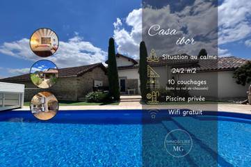 Cottage pour 10 personnes, avec jardin ainsi que terrasse et piscine à Montchenu