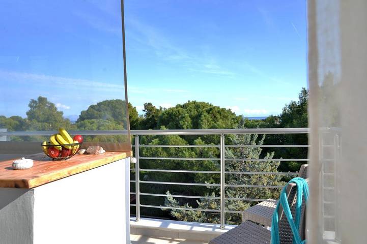 Appart’hôtel pour 2 personnes, avec Balcon et Terrasse ainsi que Jardin et Vue