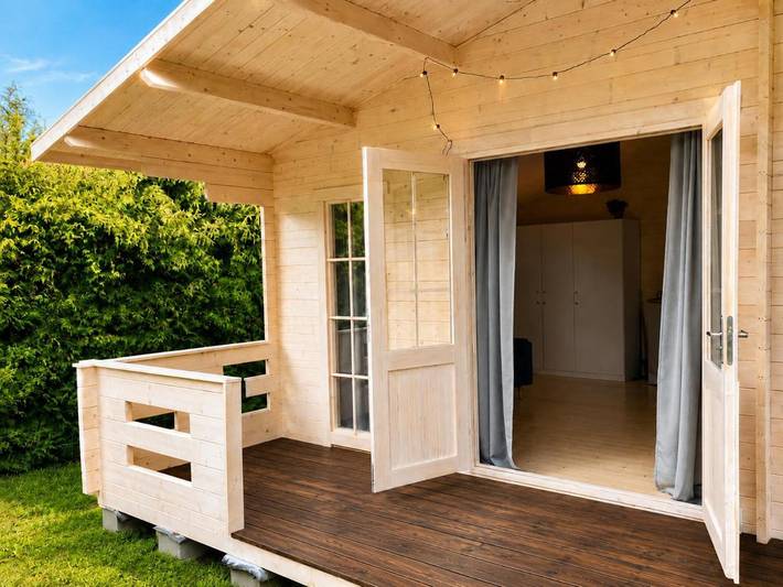 Ferienhaus für 4 Personen, mit Terrasse und Garten sowie Ausblick