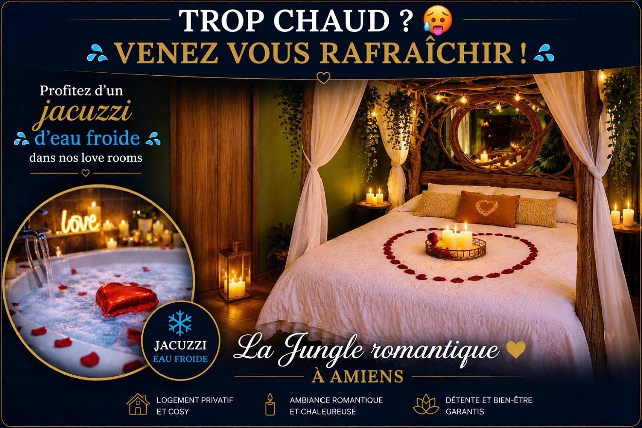 Appartement entier, La jungle insolite, Spa, Écran cinéma, Lit à baldaquin king size, day use, 10 min centre in Amiens, Région d'Amiens