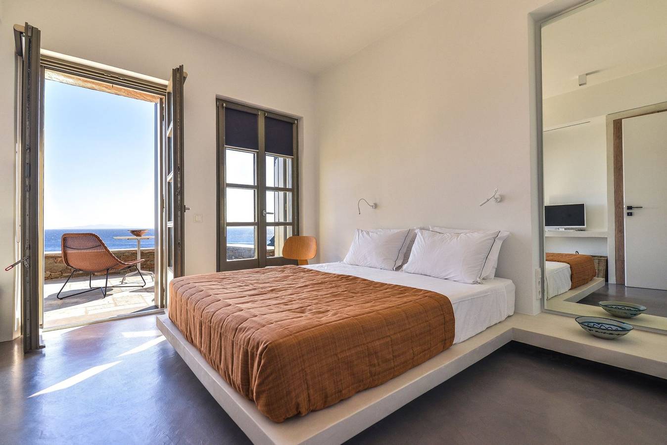 Alluring Tinos See Front Suite | Myrrini Suite | Breathtaking Sea Views | Private Furnished Terrace | Pet Friendly | Shared Outdoor Pool | Prime Location | Agios Romanos in Tinos