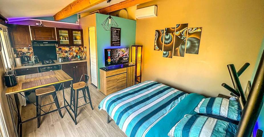 Location de vacances pour 2 personnes, avec terrasse et jacuzzi ainsi que jardin et piscine à Sussargues