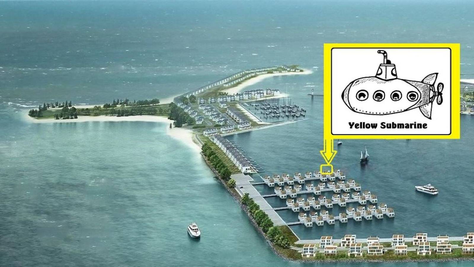 Casa de férias 'Schwimmendes Haus Yellow Submarine' com vista para o mar, terraço e Wi-Fi in Olpenitz, Kappeln