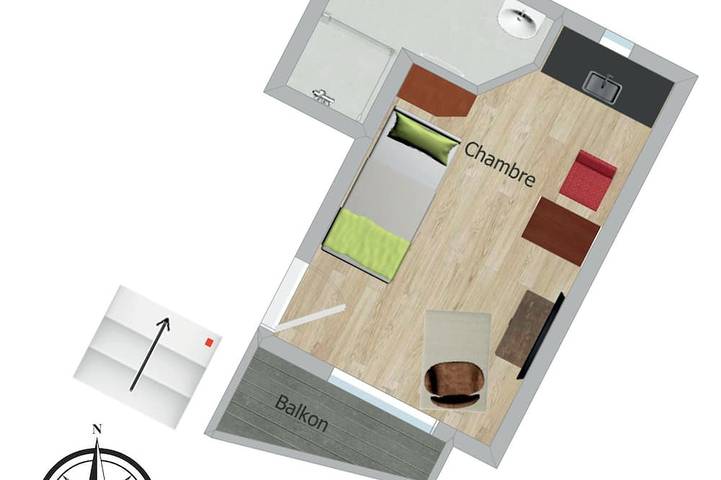 Ganze Wohnung, Chambre D‘ Arthur im Schmuckkästle am Hafen in Wiesbaden, Südhessen