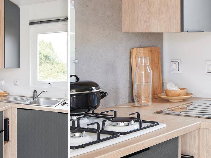 Camping La Mer Blanche  - Mobilheim 6 personen - Mobilheim Presta+Kids 3 Schlafzimmer 2 Badezimmer 40m² Tv + Klimaanlage in Bénodet, Côte de Cornouaille