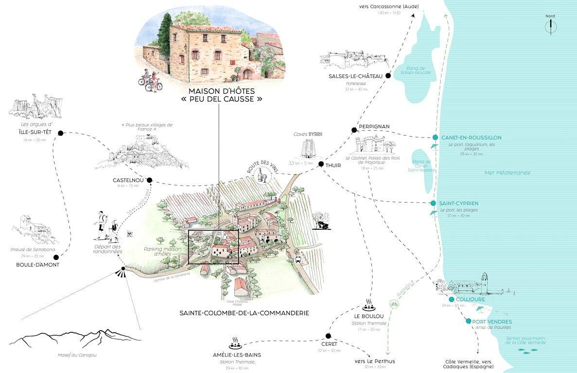 Mas Peu Del Causse - Thuir - Chambre La Tourelle in Sainte-Colombe-de-la-Commanderie, Région de Perpignan