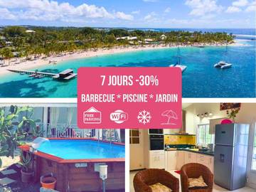 Gîte pour 6 personnes, avec jardin et piscine dans Plage de la Caravelle