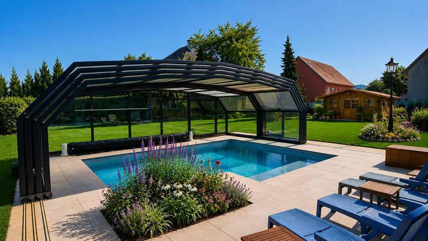 Ferienhaus für 10 Personen, mit Whirlpool und Terrasse sowie Garten und Pool