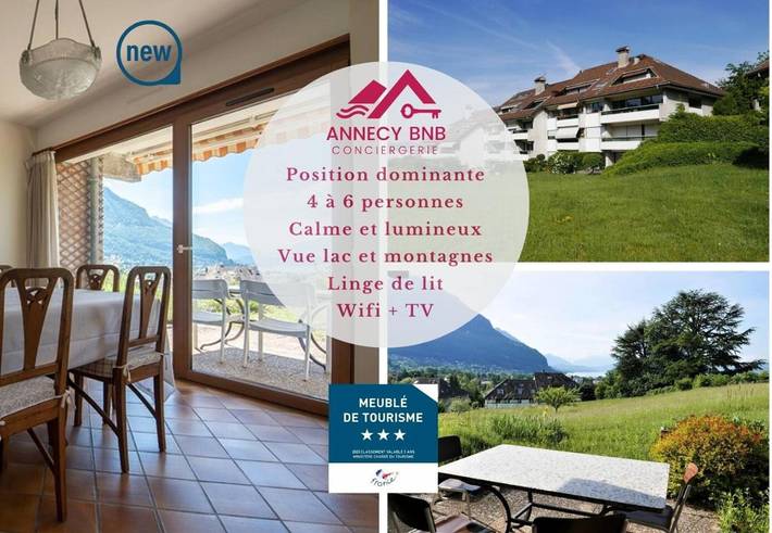 Location de vacances pour 6 personnes, avec vue sur le lac ainsi que vue et jardin à Annecy-le-Vieux